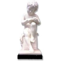 Writing Putto Small - Carrara Marble Indoor Statue