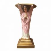 Devotion Angel Cross Pedestal 38" Fiberglass Indoor/Outdoor Statue