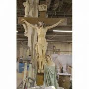 Calvary Jesus on Cross w/ Mary Fiberglass Indoor/Outdoor Garden Statue