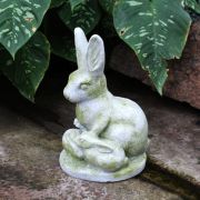 Rabbit and Bunnies Fiber Stone Indoor/Outdoor Garden Statue