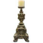 Ornate Candleholder Short 24 Fiber Stone Indoor/Outdoor Garden Statue