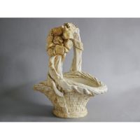 BASKET WITH BOW ON TOP Fiber Stone Resin Indoor/Outdoor Statuary