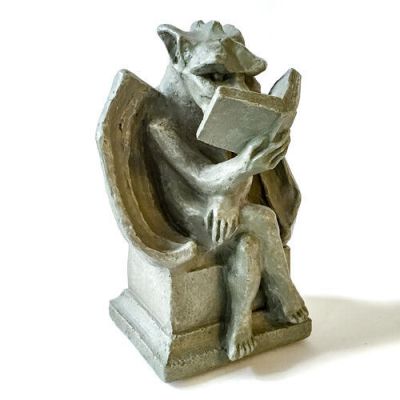 Dragon with Book Fiber Stone Resin Indoor/Outdoor Statuary -  - FS9209