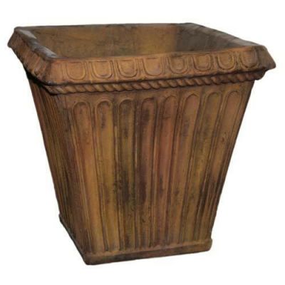 Fluted Square Pot Tall Fiber Stone Resin Indoor/Outdoor Statuary -  - FS60261
