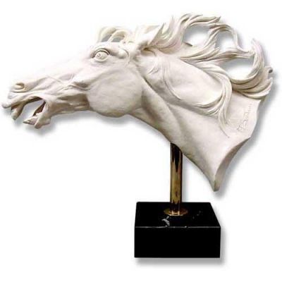 Horse s Head/Flo 15in. High  Carrara Marble Garden Statuary -  - 101025