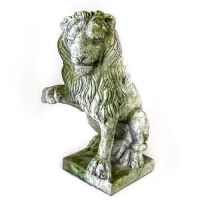 Lion Right Paw Up Fiber Stone Resin Indoor/Outdoor Statuary