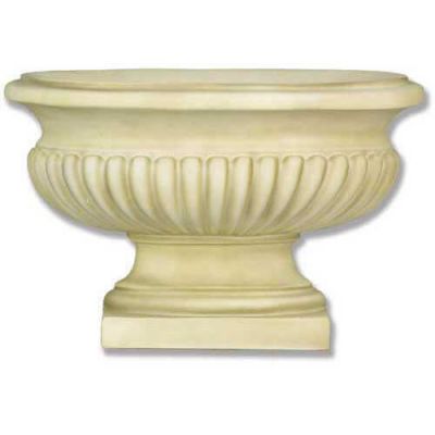 Oval Flute Vase 9in. Fiber Stone Resin Indoor/Outdoor Statuary -  - FS7419