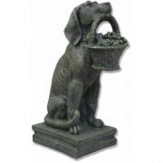 Puppy With Basket Fiber Stone Resin Indoor/Outdoor Statuary