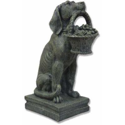 Puppy With Basket Fiber Stone Resin Indoor/Outdoor Statuary -  - FS6671