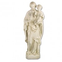 Saint Joseph with Child & Lily 65 Lightweight Fiberglass Resin Indoor/Outdoor Church Statuary