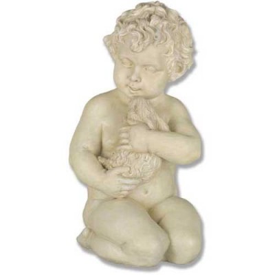Cherub Quinn w/Rabbit 17in. Fiber Stone Resin Indoor/Outdoor Statue -  - FSP2802