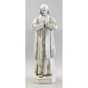 St John Vianney 9in. Lightweight Fiberglass Resin Indoor/Outdoor Church Statuary
