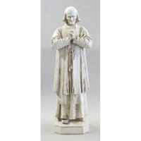 St John Vianney 9in. Lightweight Fiberglass Resin Indoor/Outdoor Church Statuary