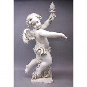 Rococo Angel Torch - Right - Lightweight Fiberglass Resin - Indoor/Outdoor Statue