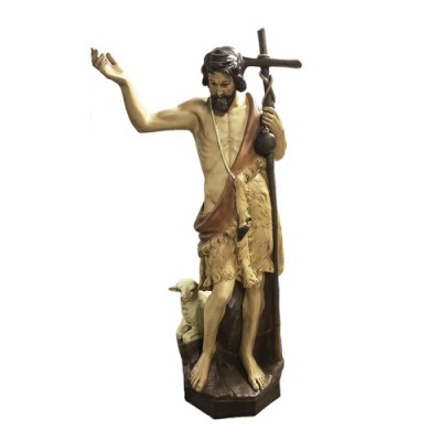 St. John The Baptist w/(Staff & Sheep) - Fiberglass - Statue - - F24270RLC St. John The Baptist w/(Staff & Sheep) - Fiberglass - Statue - - F24270RLC