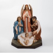 HOLY FAMILY W/ANGEL 38" H - Lightweight Fiberglass Resin Indoor/Outdoor Church Statuary