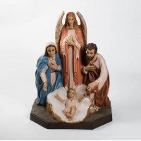 HOLY FAMILY W/ANGEL 38" H - Lightweight Fiberglass Resin Indoor/Outdoor Church Statuary