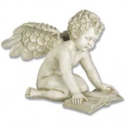 Angel Cherub Quinn Winged w/Book Fiberglass Resin In/Outdoor Statue