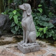 Watchful Dog for Frontdoor / Porch Steps Fiber Stone Indoor/Outdoor Garden Statue