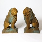 Sitting Lion Set 24in. - Fiberglass Resin - Indoor/Outdoor Statue