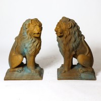 Sitting Lion Set 24in. - Fiberglass Resin - Indoor/Outdoor Statue