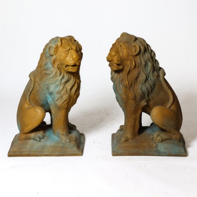 Sitting Lion Set 24in. - Fiber Stone Resin - Indoor/Outdoor Statue -  - FSDS513S