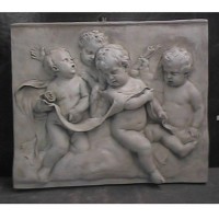 Four Singing Cherubs Plaque Fiberglass Resin Indoor/Outdoor Garden