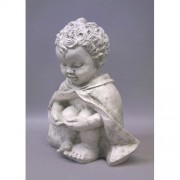 Pondering Baby St Francis 14in. - Lightweight Fiberglass Resin - Outdoor Statue