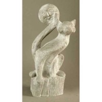 Cat And Moon 20in. High - Fiberglass Resin - Indoor/Outdoor Statue