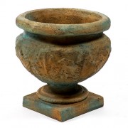 Rough Leaf Patio Urn 16in. - Fiberglass Resin - Indoor/Outdoor