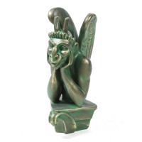 Notre Dame Gargoyle Hands under Chin Large 17in. - Fiberglass Resin - Outdoor Statue