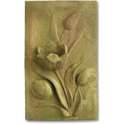 Tulip Plaque 17.5in. Fiber Stone Resin In/Outdoor Wall Mount Statue -  - FS7494