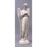 Angel Cari Cross Hands 21in. Lightweight Fiberglass Resin - Indoor/Outdoor Statue