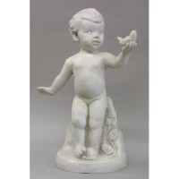 Nature's Child W/Bird 21in. High (Copper) Fiberglass Resin In/Outdoor Garden