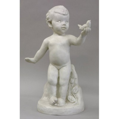 Nature s Child W/Bird 21in. High (Copper) Fiberglass In/Outdoor Garden -  - F69443