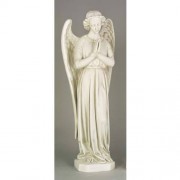 Angel In Cari - Pray - 25in. - Lightweight Fiberglass Resin - Outdoor Statue