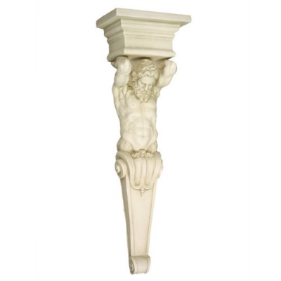 Masculine Caryatid Bracket 25in. Fiberglass In/Outdoor Statue -  - F7056