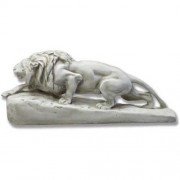 Crouching Lion 19in. Fiberglass Resin - Indoor/Outdoor Garden Statue