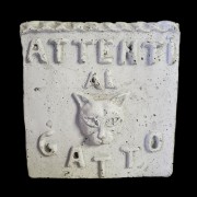 Attenti Catto - Beware Of Cat Plaque Fiberglass Resin In/Outdoor Wall Mount