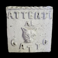 Attenti Catto - Beware Of Cat Plaque Fiberglass Resin In/Outdoor Wall Mount