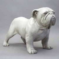 Bulldog for Frontdoor / Porch Steps On Guard Standing 17 Inch Fiberglass Resin Statue/Sculpture