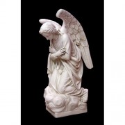 Adoration Kneeling Angel (Crossed) 56in. Lightweight Fiberglass Resin Outdoor Statue
