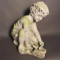 Child w/Dragonfly - Fiberglass Resin - Indoor/Outdoor Garden Statue