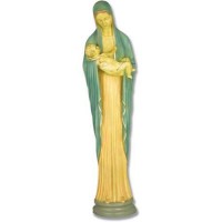 Mother Mary & Child 35in Lightweight Fiberglass Resin Indoor Church Statue/Sculpture