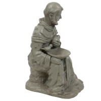 Sitting Saint Francis w/Rabbit Fiberglass Resin In/Outdoor Statue