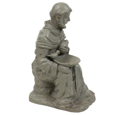 Sitting Saint Francis w/Rabbit Fiber Stone Resin In/Outdoor Statue -  - FS8714
