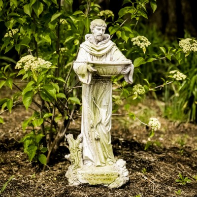 Saint Francis w/Bowl Fiber Stone Resin Indoor/Outdoor Garden Statue -  - FS8702