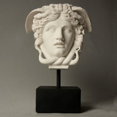 Medusa Head On Base 11in. - Indoor/Outdoor Statue - - F7429 Medusa Head On Base 11in. - Indoor/Outdoor Statue - - F7429