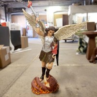 St. Michael w/Sword Fire 38 In. - Lightweight Fiberglass Resin - Outdoor Statue