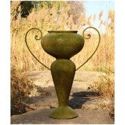 Abraham Patio Urn w/Iron Handle 36in. - Fiberglass Resin - Outdoor